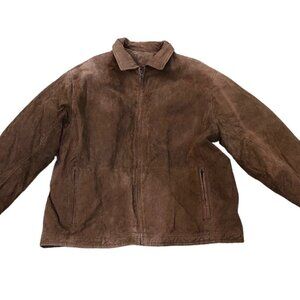 VTG KNIGHTSBRIDGE OUTERWEAR Leather Suede Jacket XL Men's Bomber Brown Full Zip